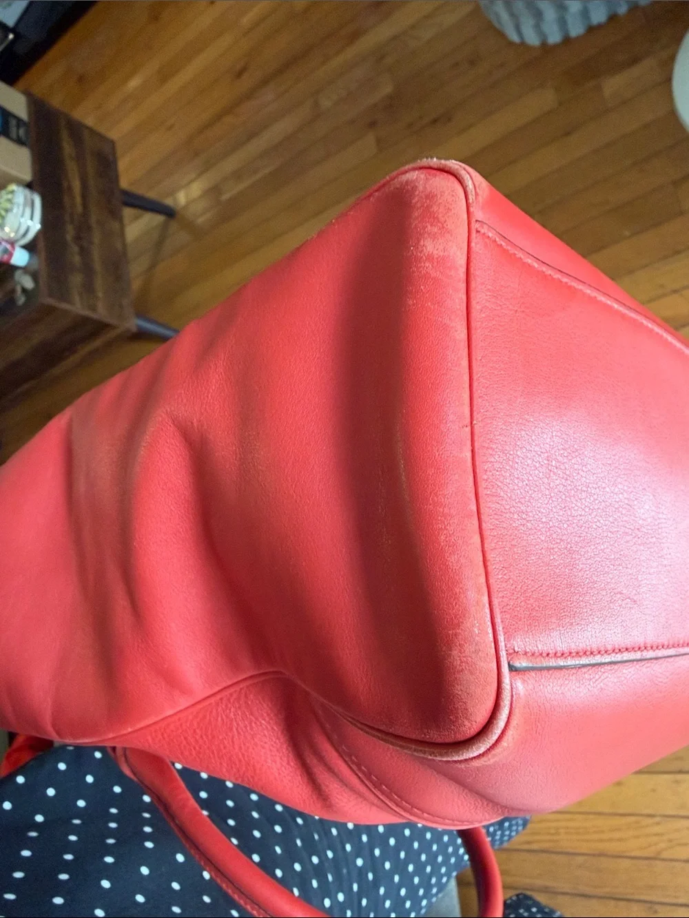 Coach Red Leather Tote with Tassel Charm